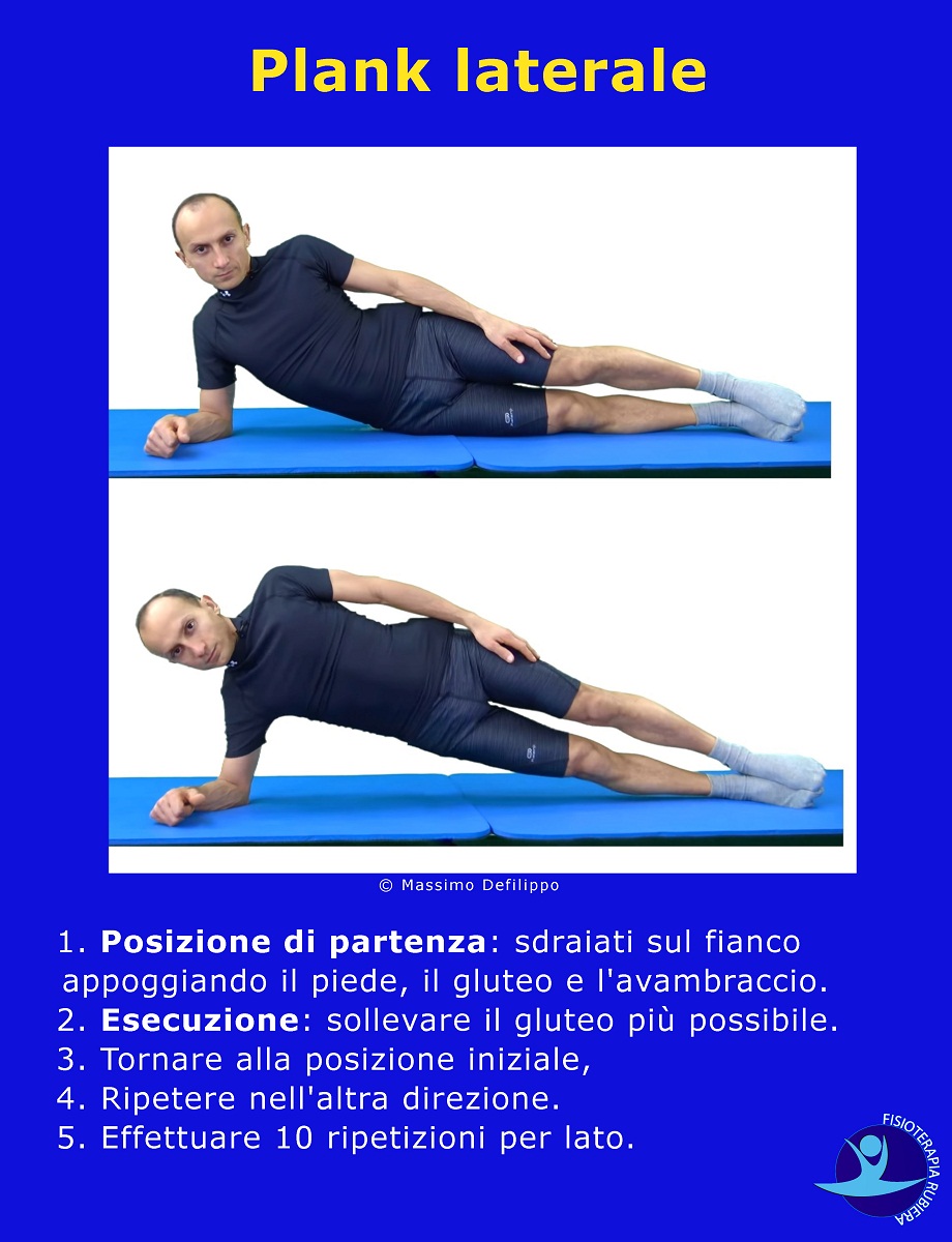 Esercizi mal di schiena: plank-laterale