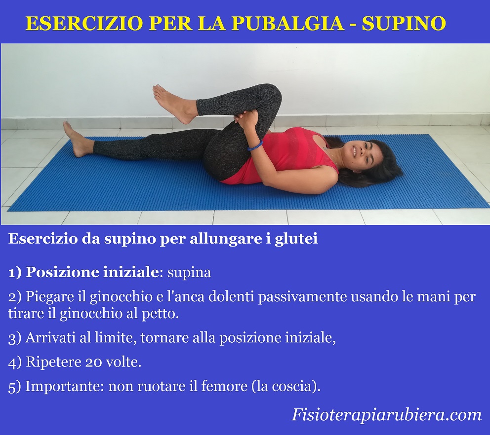 esercizio pubalgia, stretching glutei